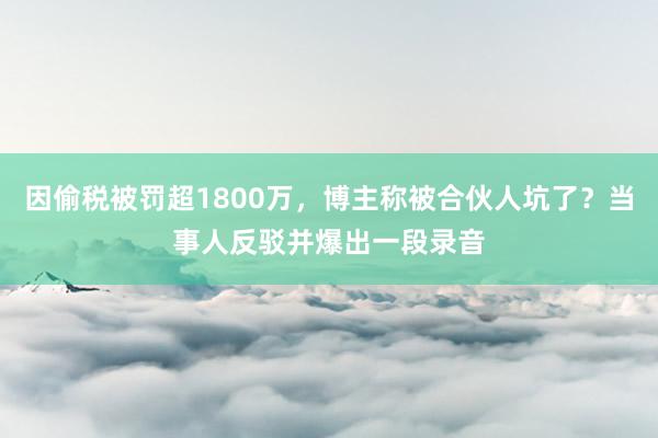 因偷税被罚超1800万，博主称被合伙人坑了？当事人反驳并爆出一段录音